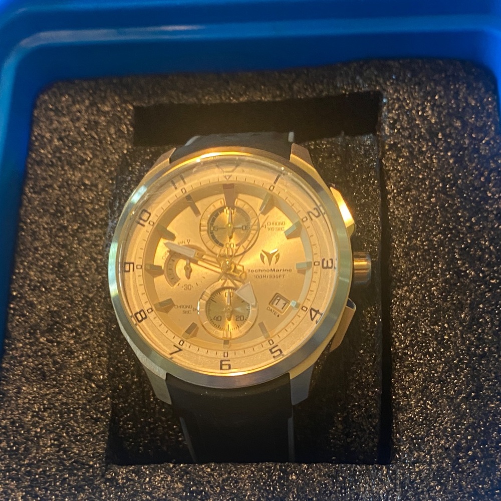 Technomarine Gold and Black Chronograph Watch